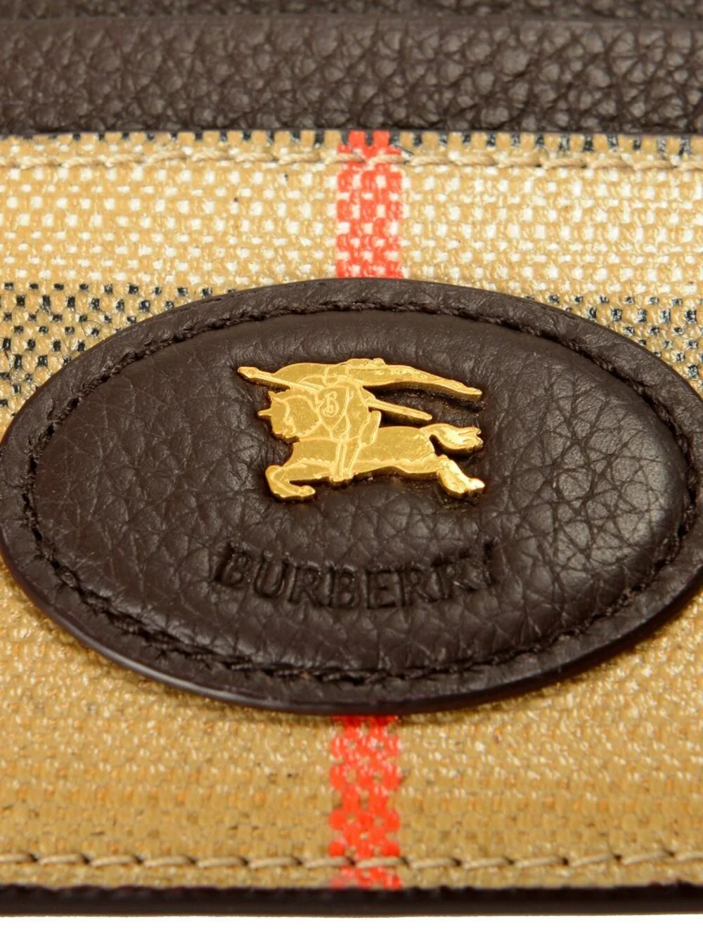 Burberry Unisex Signature Check 100% Pebbled Leather Logo Card Case